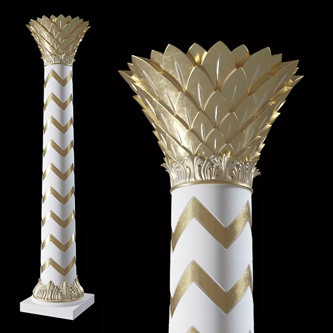3D model column gold and chevron 3D model_0