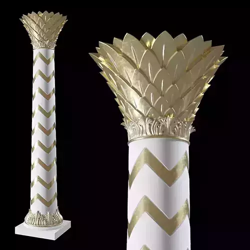 3D model column gold and chevron