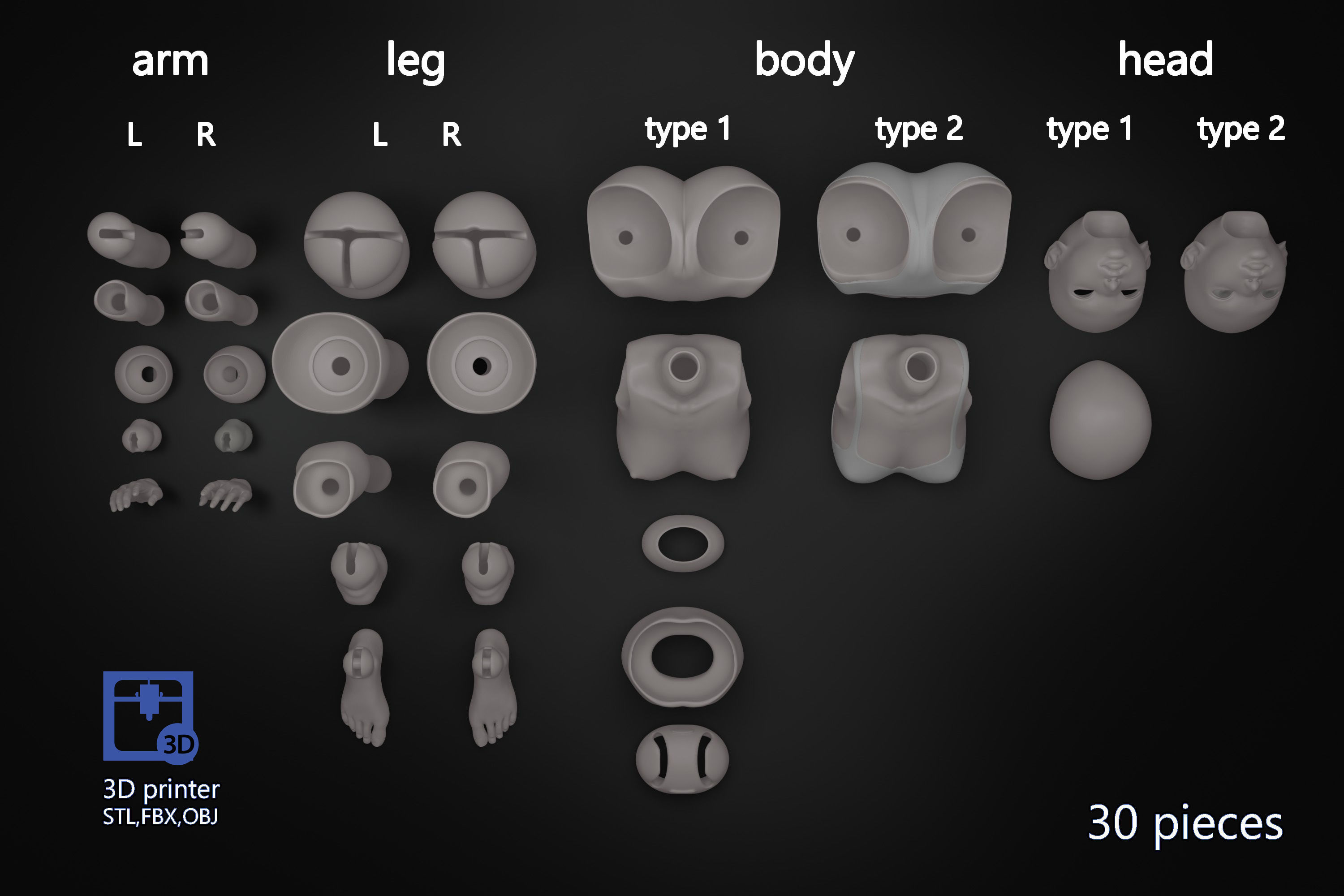 Asian lady doll 3D Printed BJD 3D print model_3