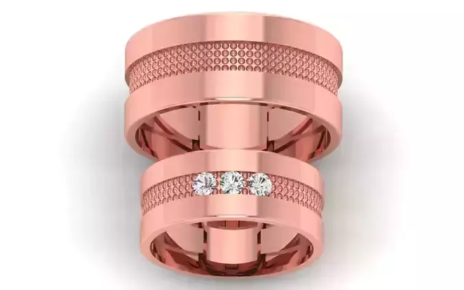 Solitaire Wedding Engagement Couple Band Ring