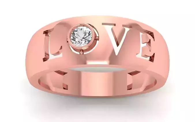 Solitaire Wedding Engagement Love Round Stone Band Ring 3D print model