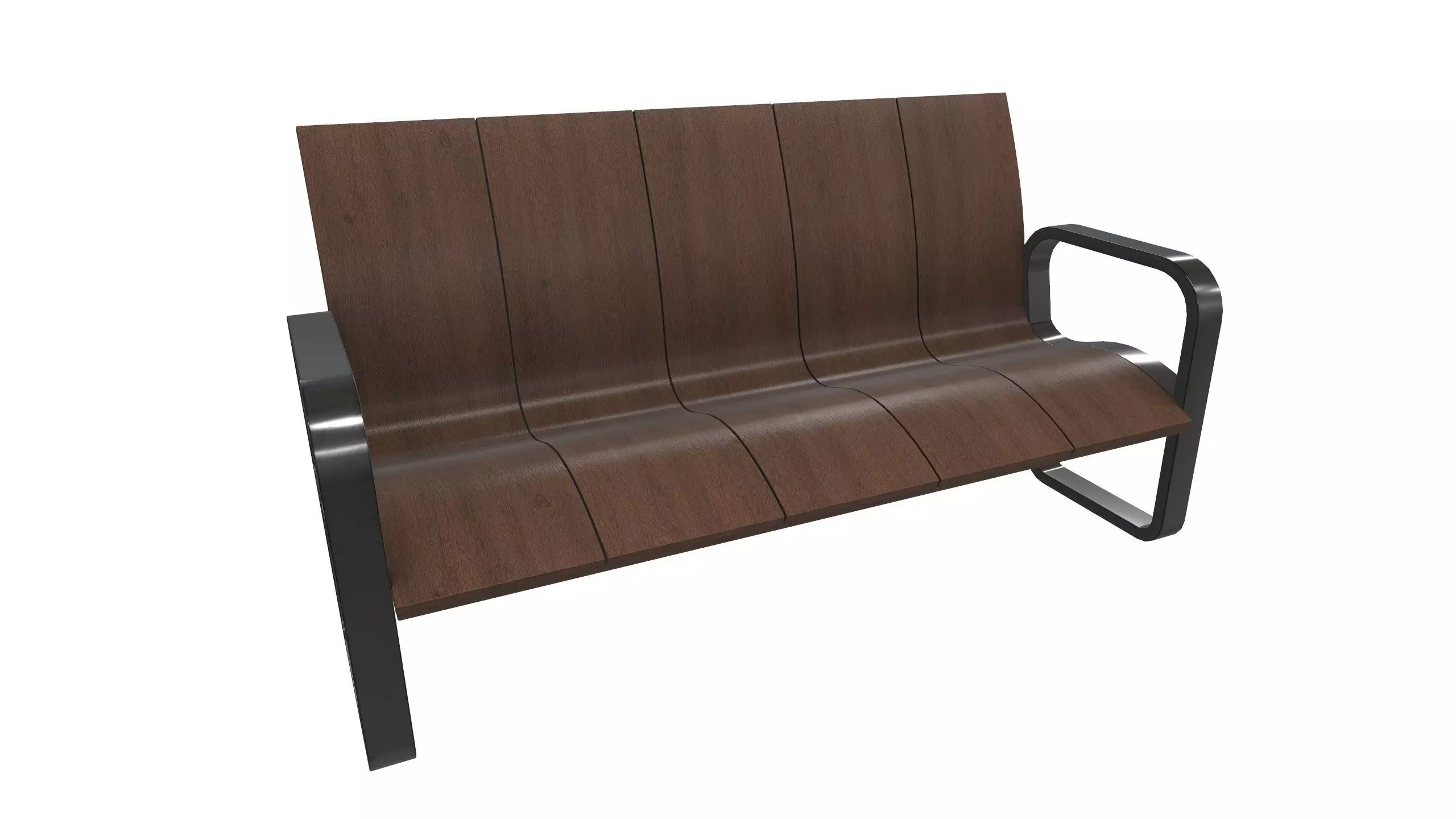 Wooden Bench 3D Model AR VR Low-poly 3D model_0