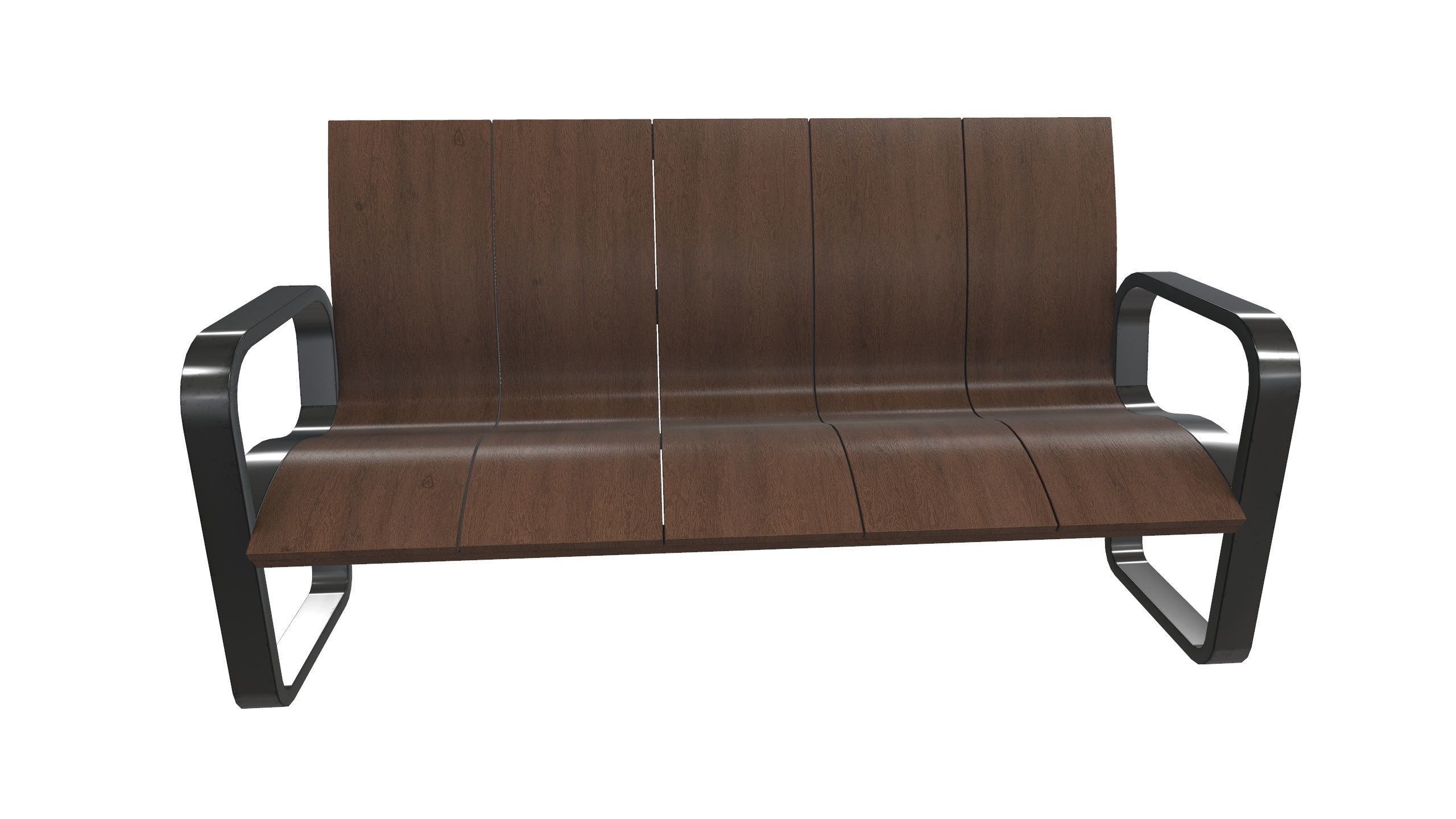 Wooden Bench 3D Model AR VR Low-poly 3D model_2