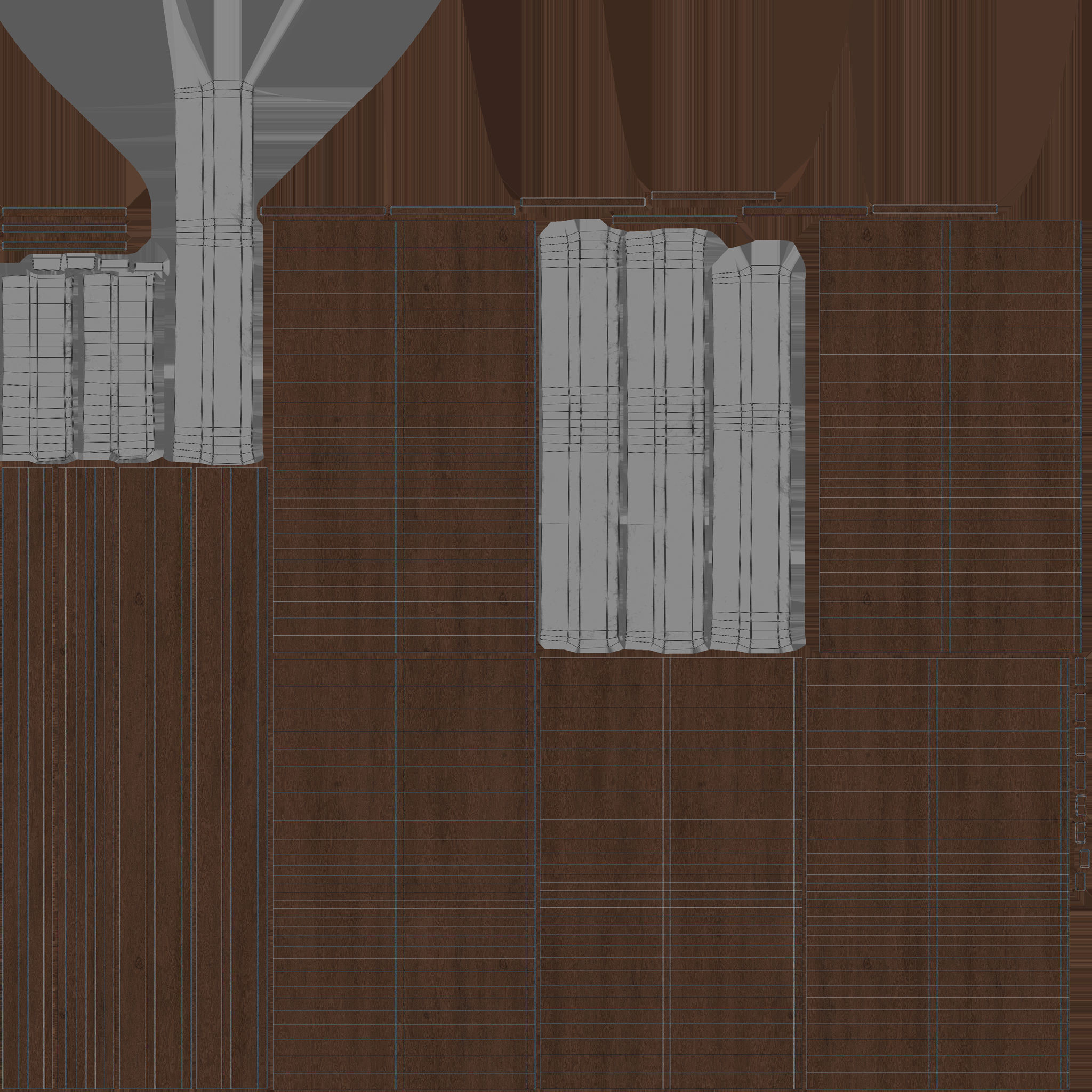 Wooden Bench 3D Model AR VR Low-poly 3D model_13