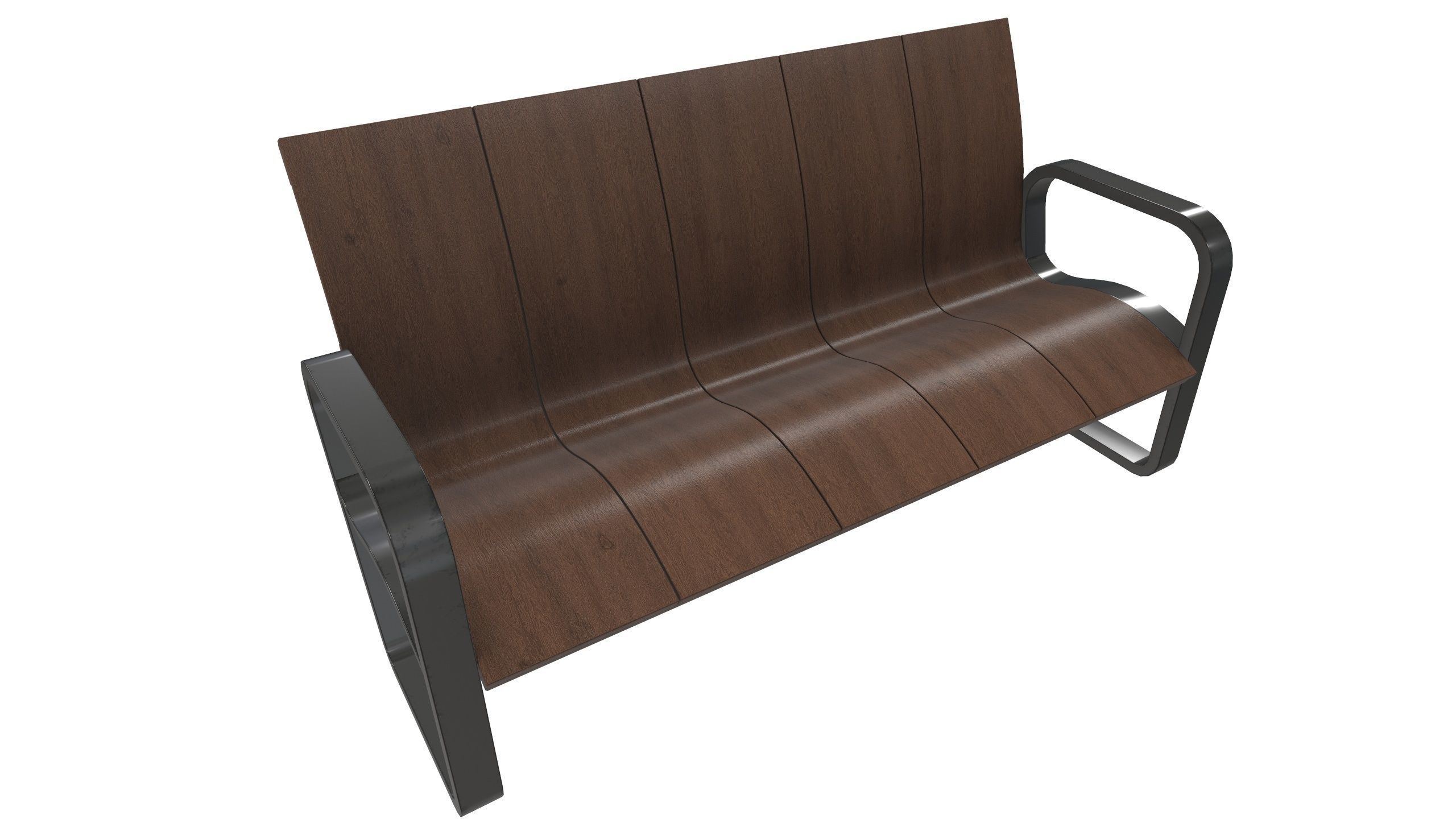 Wooden Bench 3D Model AR VR Low-poly 3D model_10
