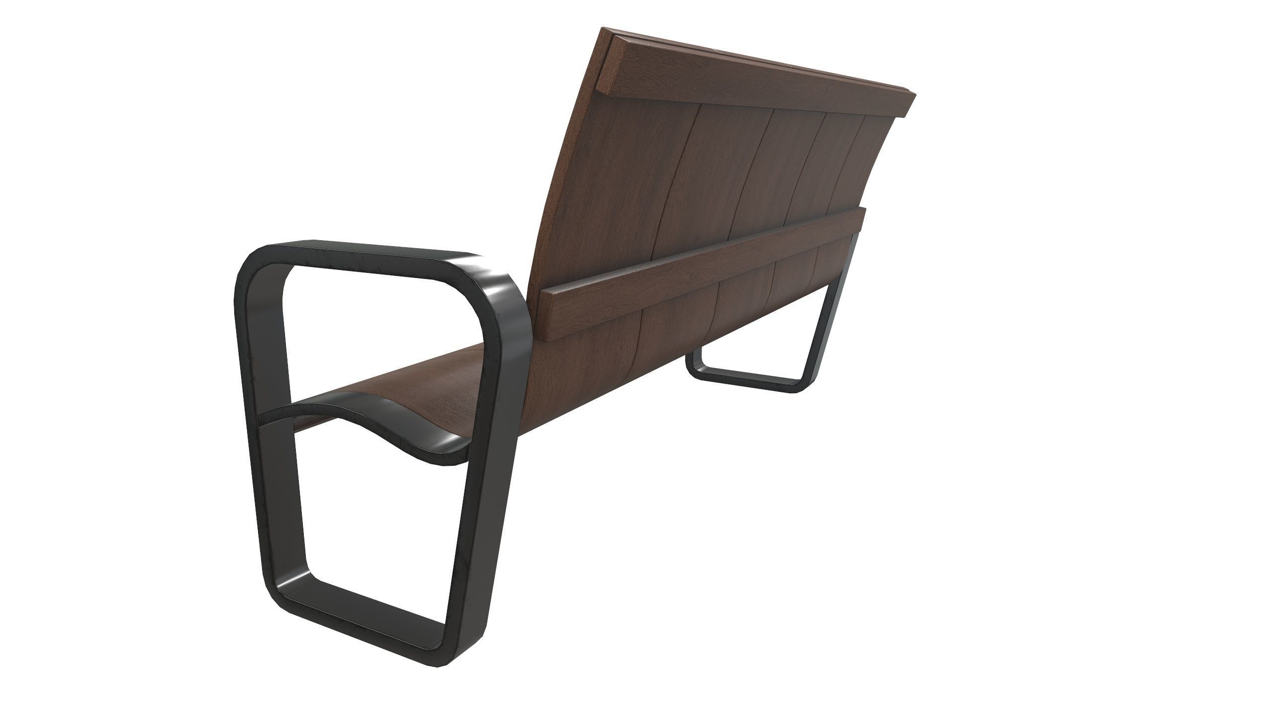 Wooden Bench 3D Model AR VR Low-poly 3D model_6