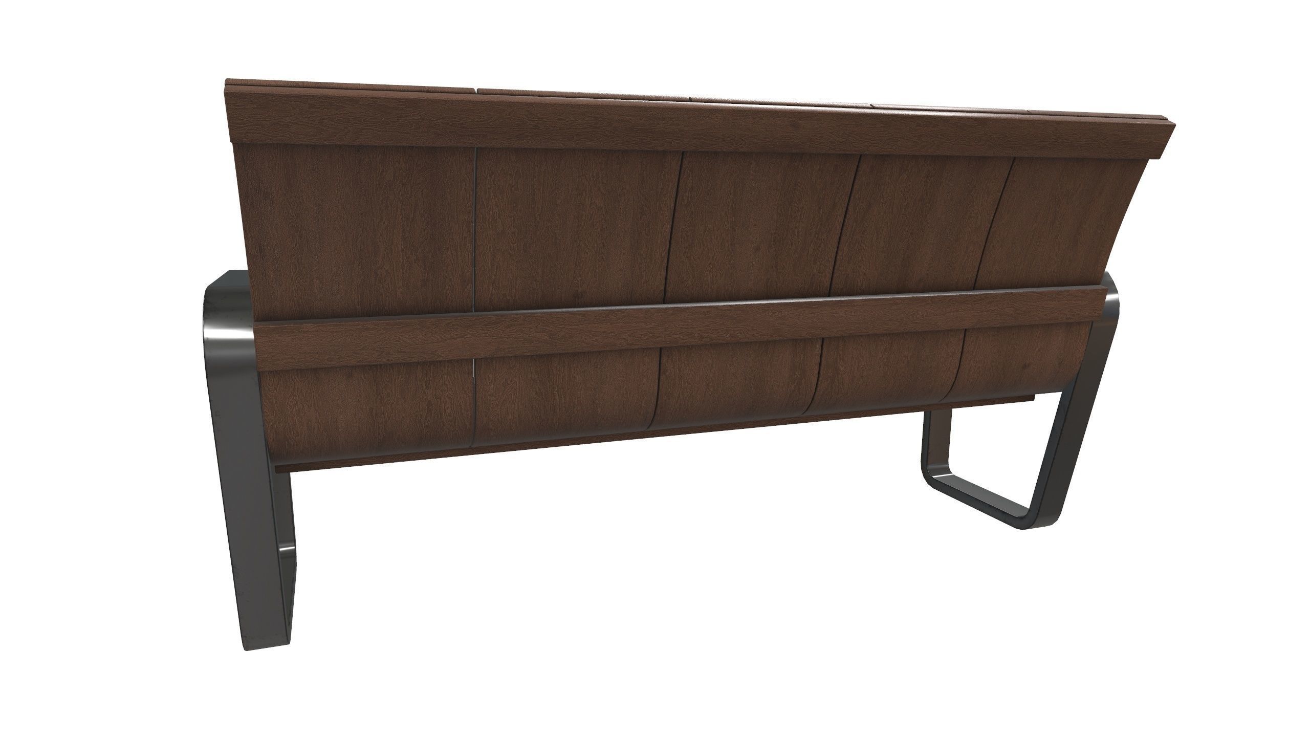 Wooden Bench 3D Model AR VR Low-poly 3D model_7