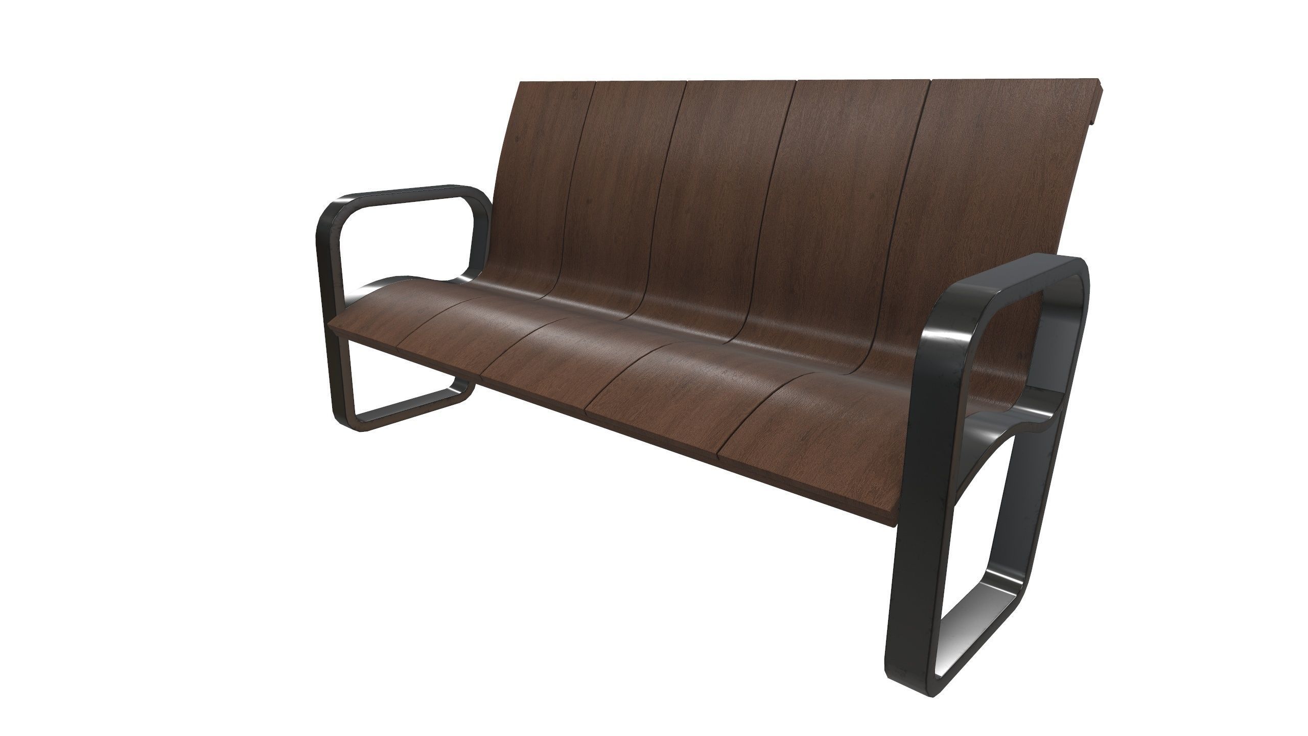 Wooden Bench 3D Model AR VR Low-poly 3D model_3