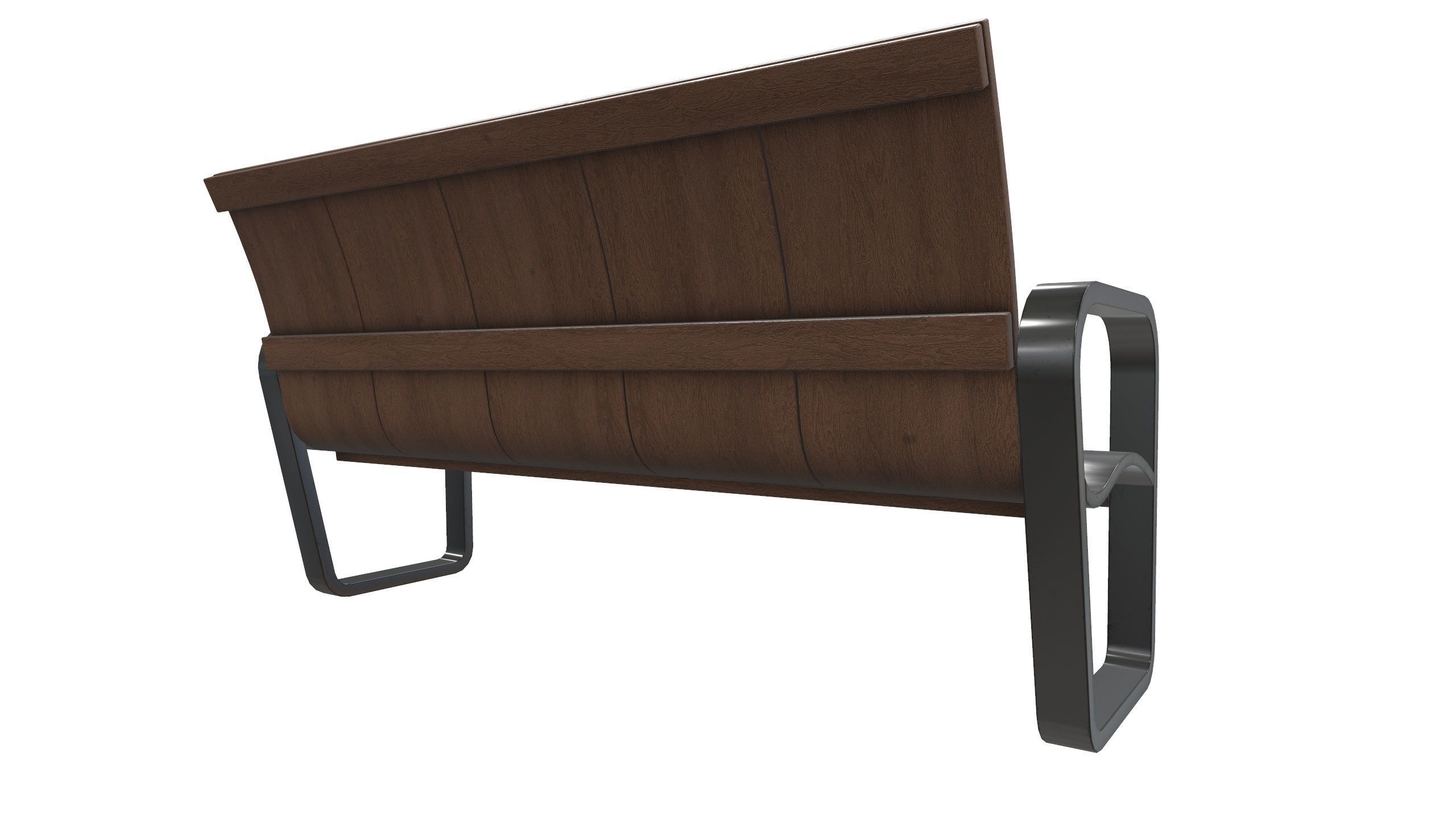 Wooden Bench 3D Model AR VR Low-poly 3D model_9
