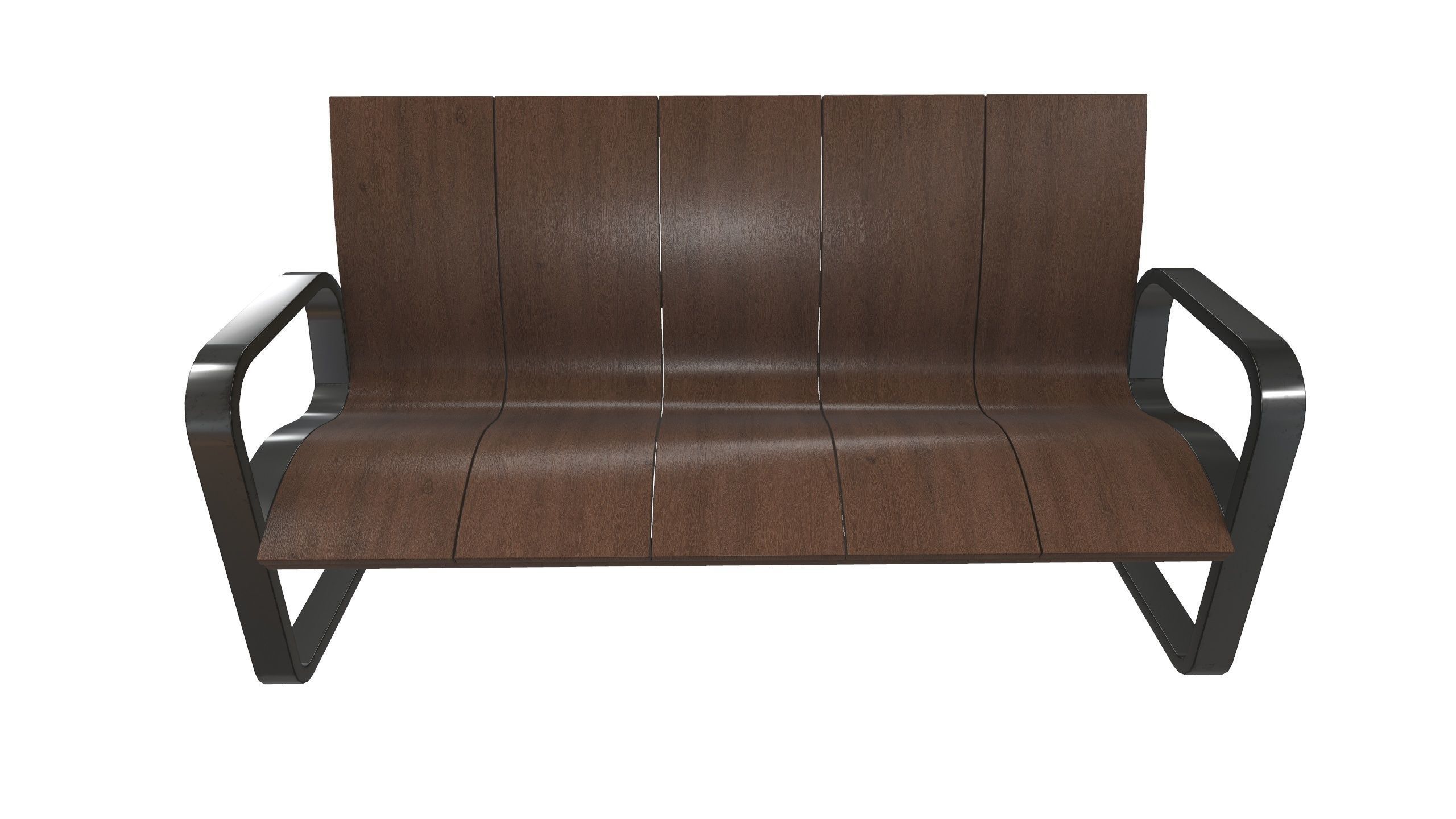 Wooden Bench 3D Model AR VR Low-poly 3D model_11