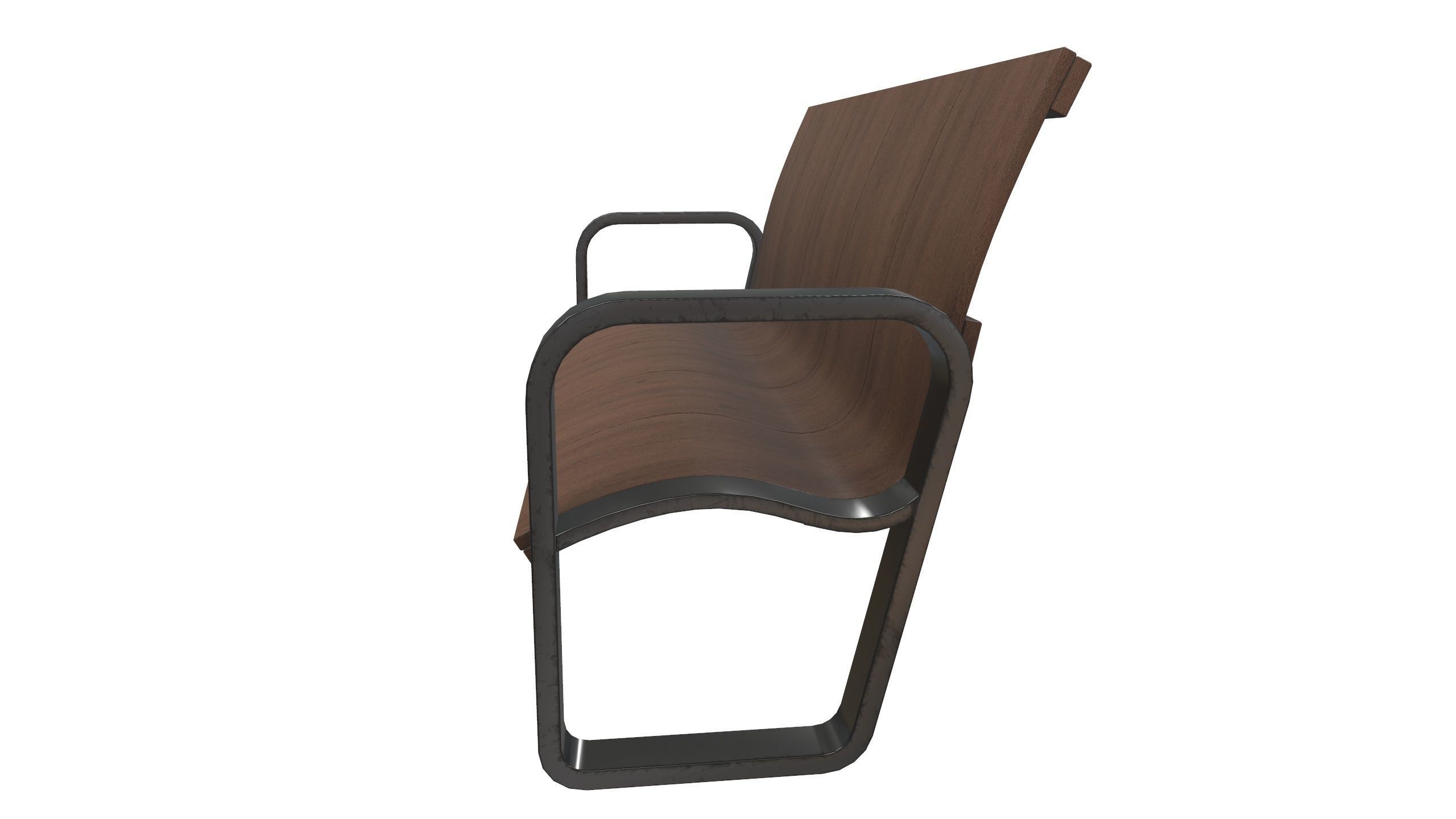 Wooden Bench 3D Model AR VR Low-poly 3D model_5