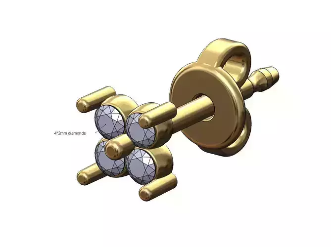 Square diamond cluster stud earring