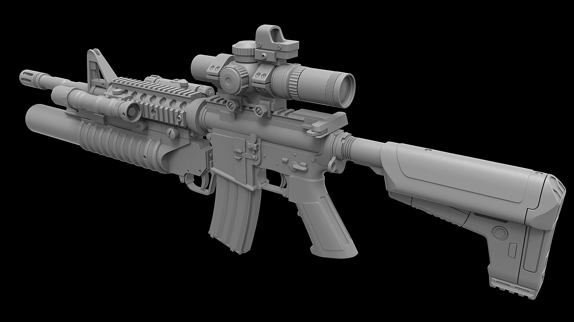 M4 M203 3D model_4