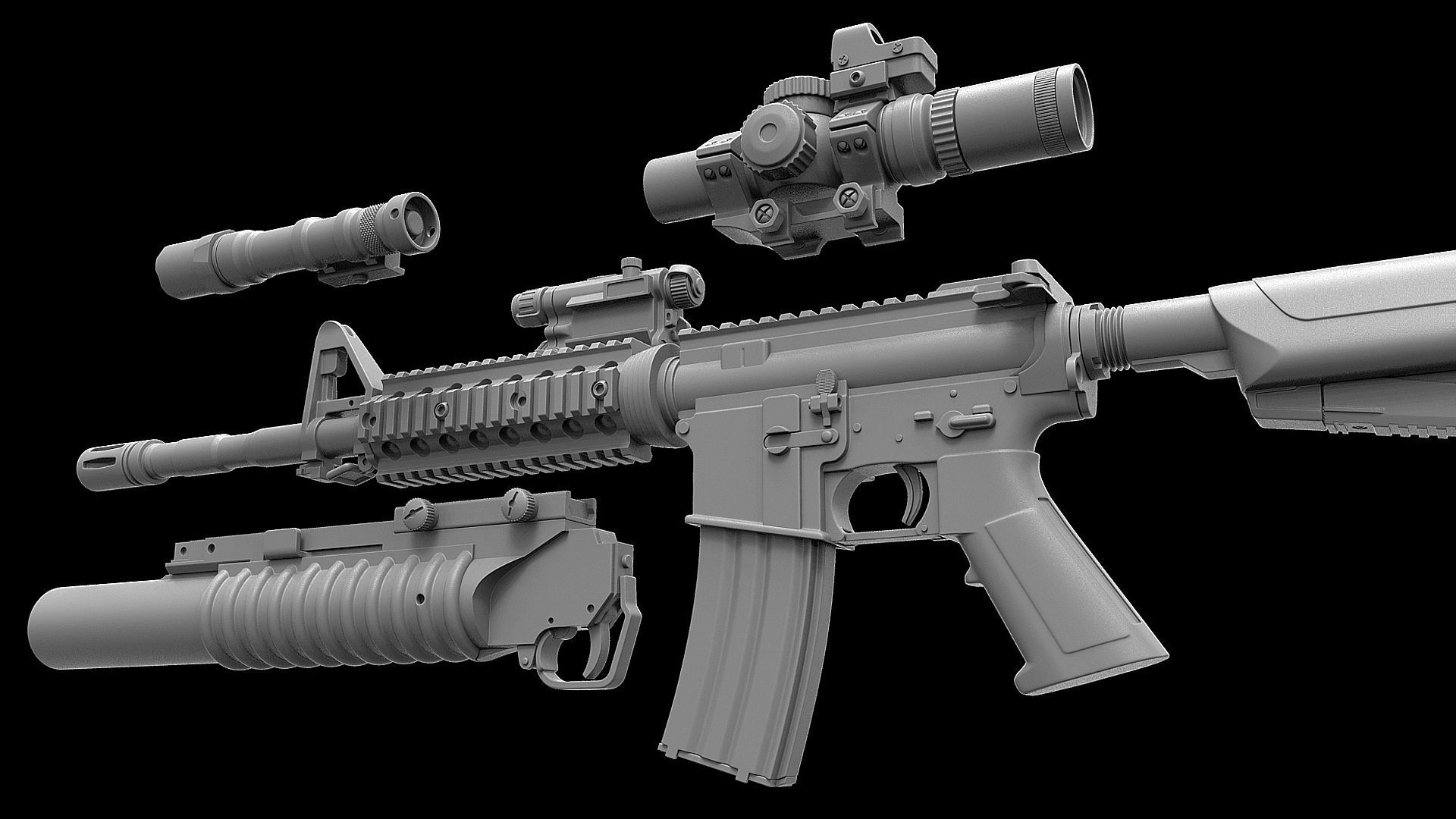 M4 M203 3D model_10