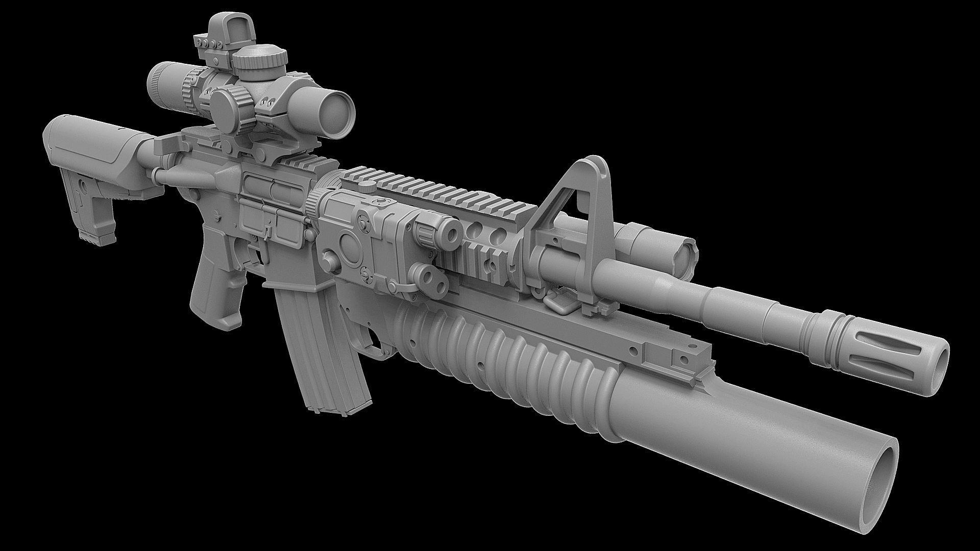 M4 M203 3D model_7