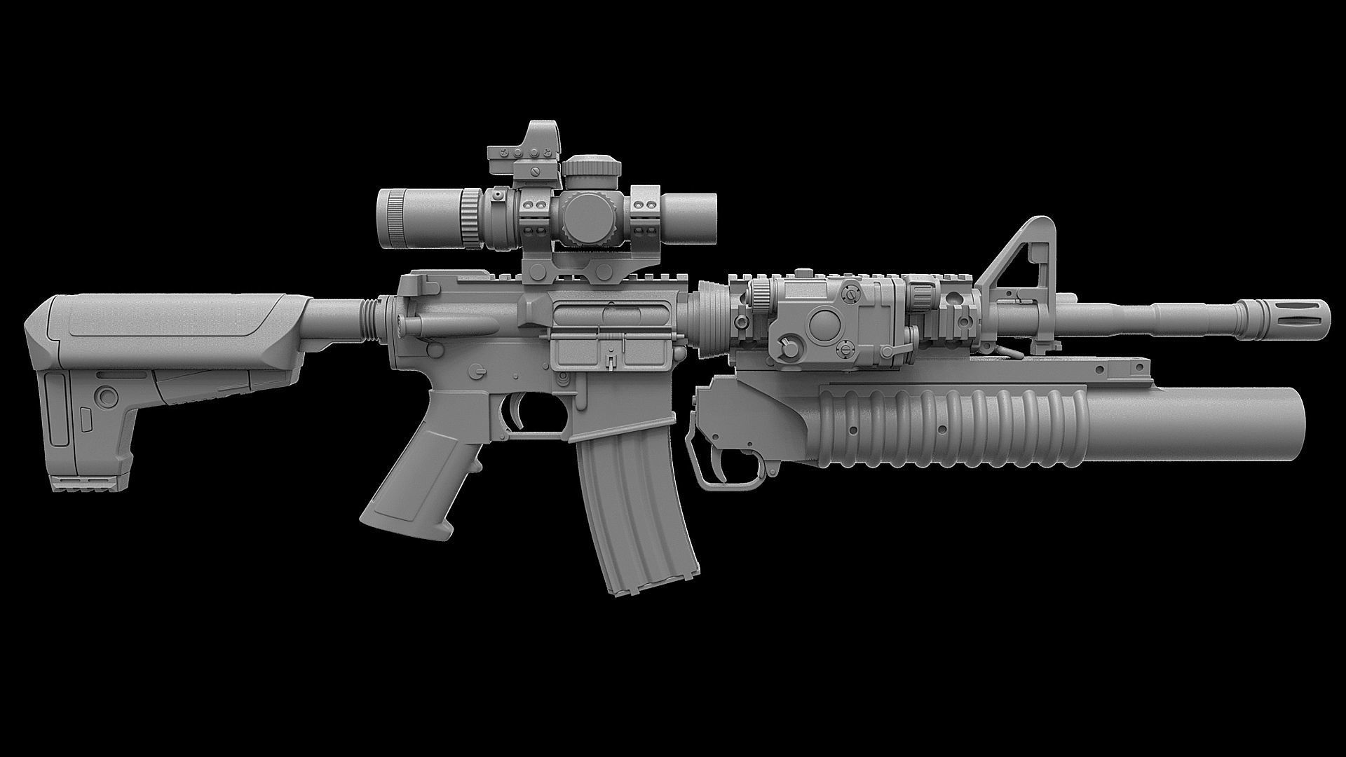 M4 M203 3D model_6