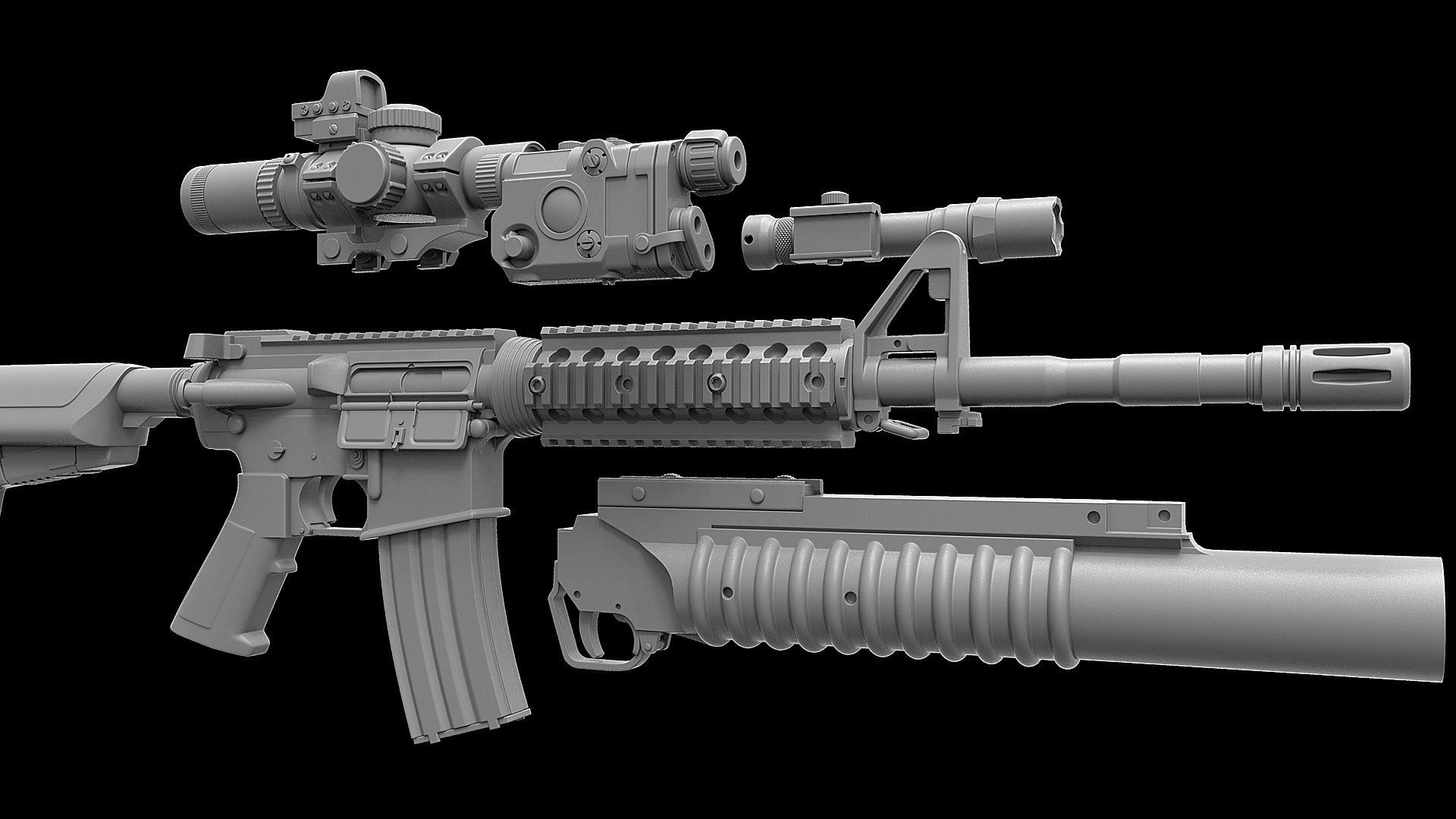 M4 M203 3D model_11