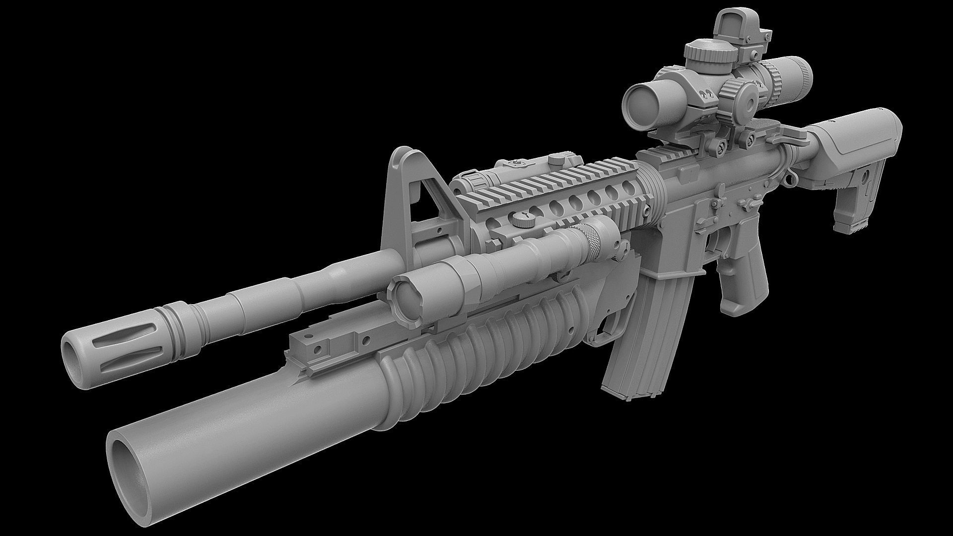 M4 M203 3D model_8