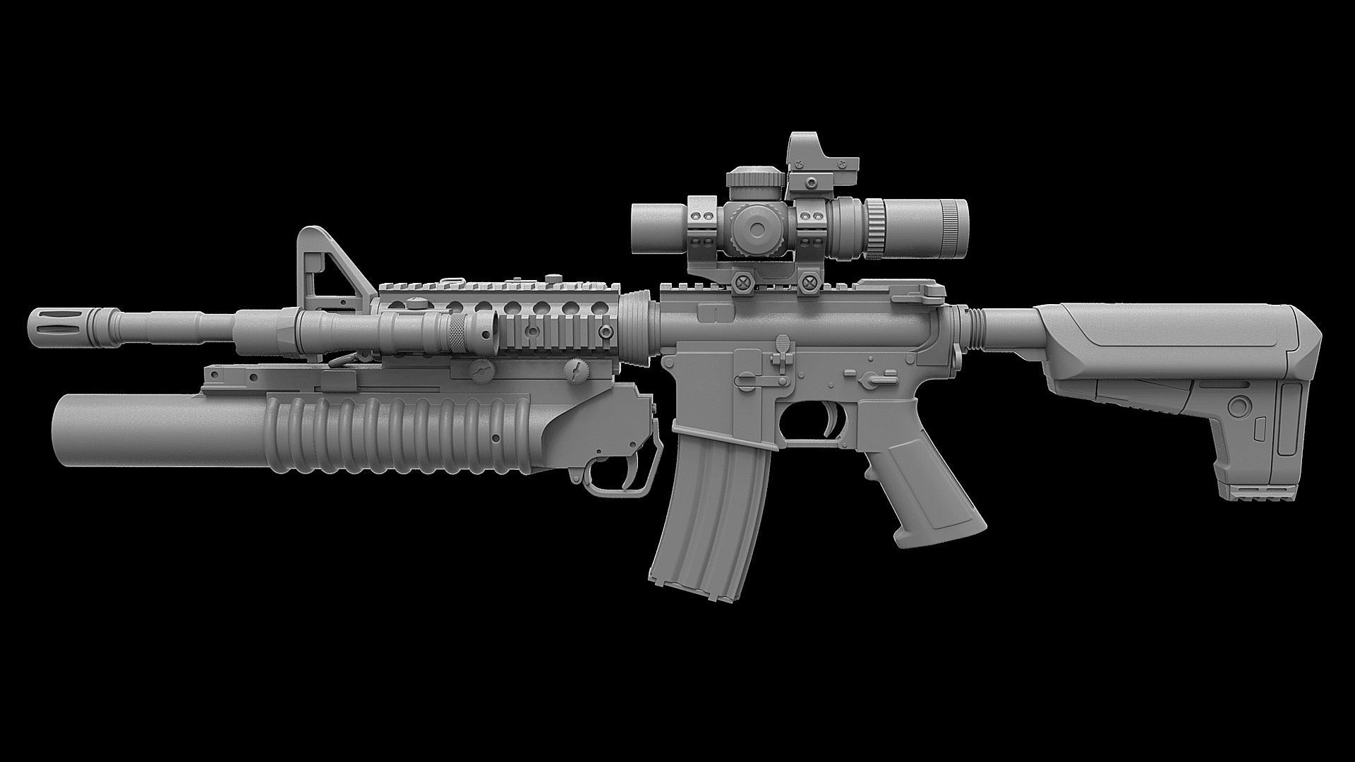 M4 M203 3D model_3