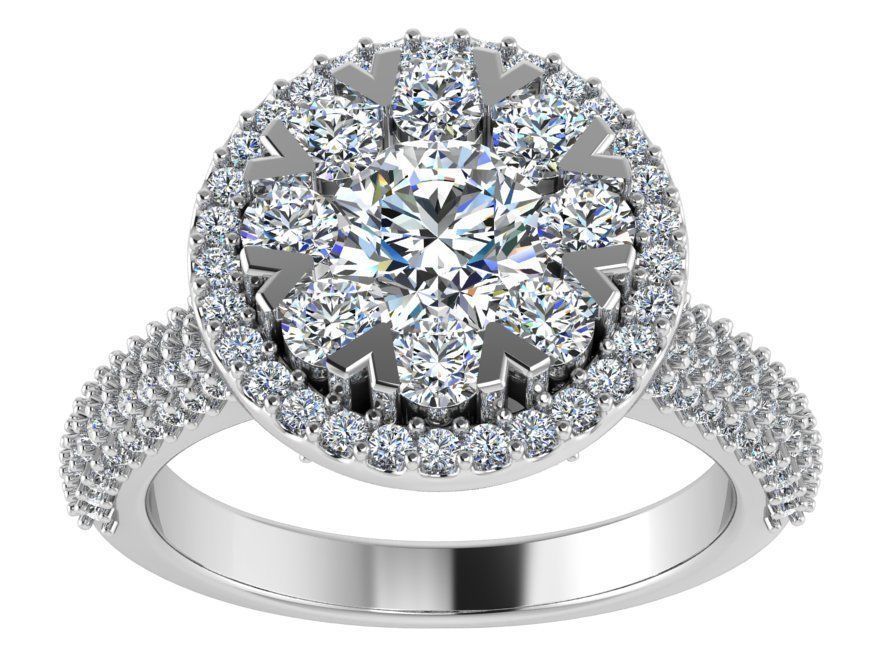 Flower Halo Branch Shank Ring 2538 3D print model 3D print model_2