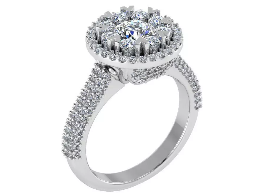 Flower Halo Branch Shank Ring 2538 3D print model 3D print model_0