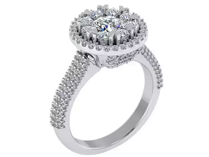 Flower Halo Branch Shank Ring 2538 3D print model
