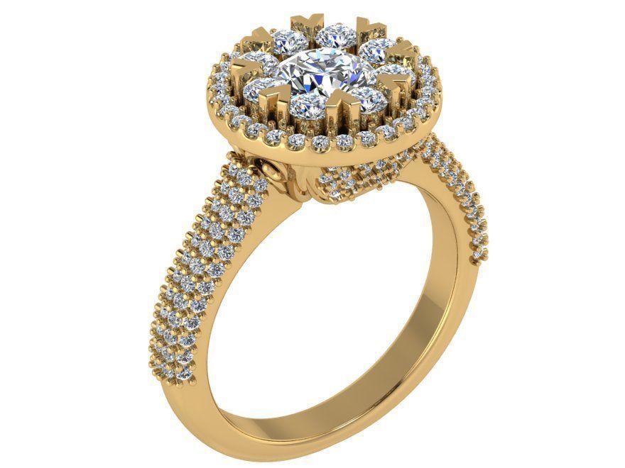 Flower Halo Branch Shank Ring 2538 3D print model 3D print model_1