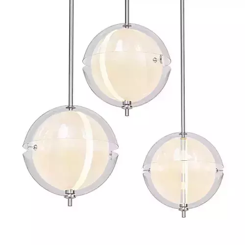 AFFSEN three sphere pendant lights in chrome and glass