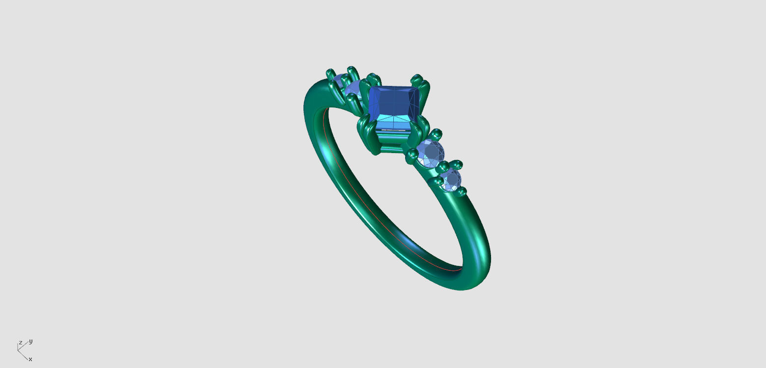 ZDR0198 engagement ring gold with diamonds 3D print model_4