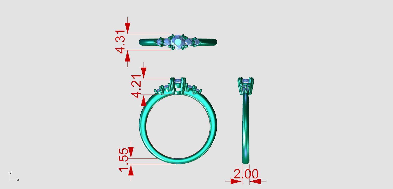 zdr0199 diamond engagement ring gold 3D print model_5