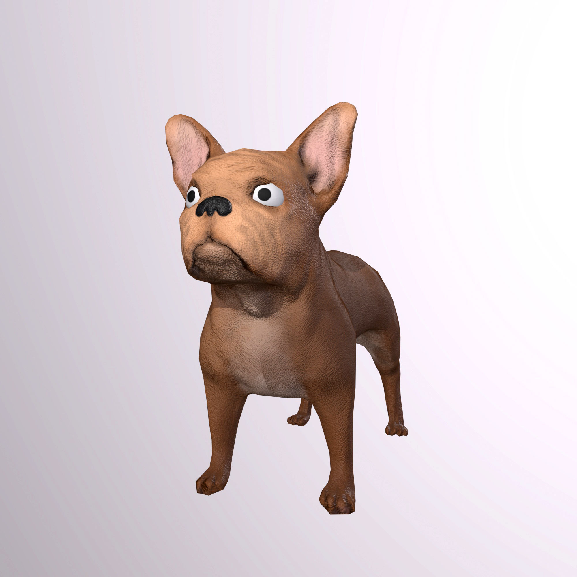 Dog lowpoly two french bulldogs Low-poly 3D model_1