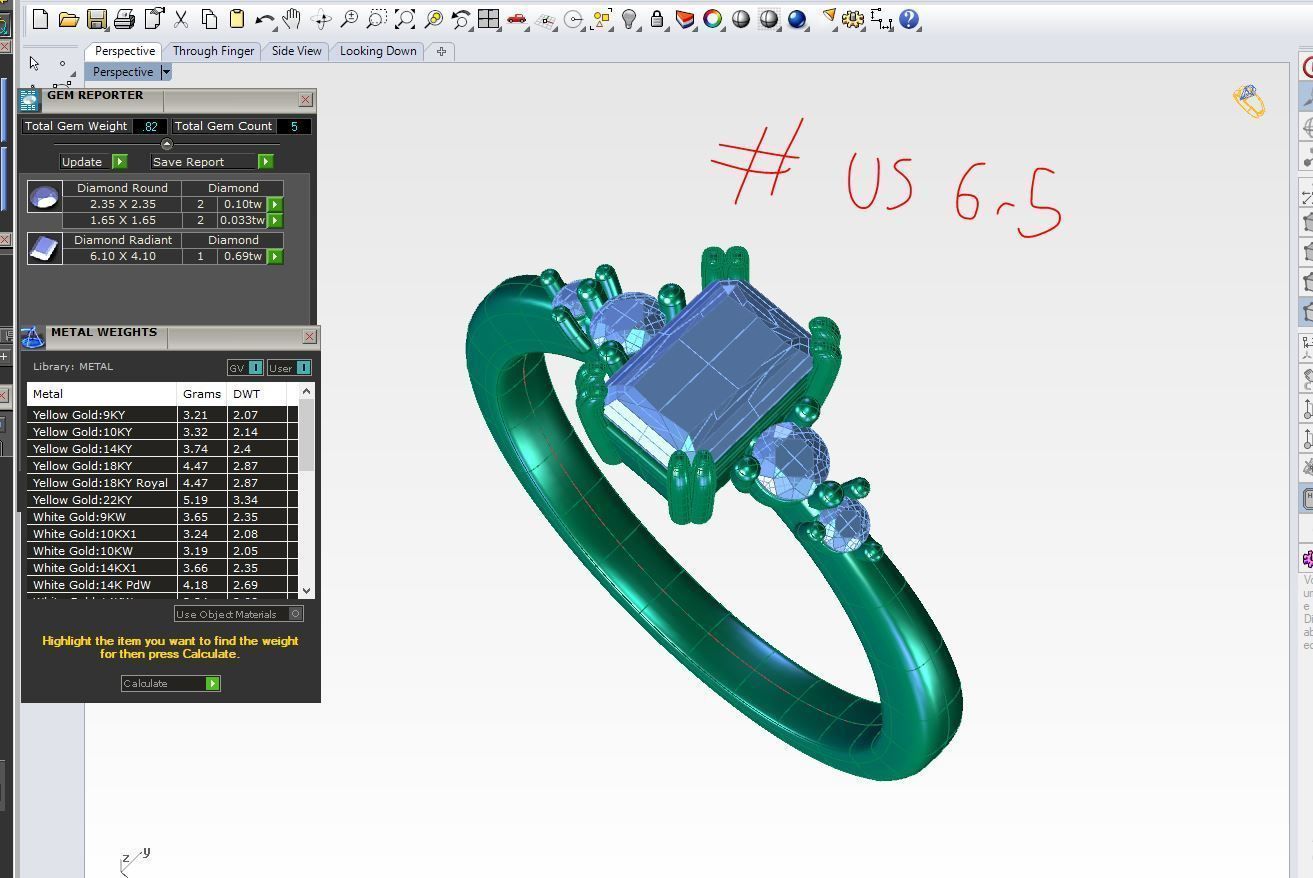 ZDR0206 emerald cut morganite and diamond ring 3D print model_6