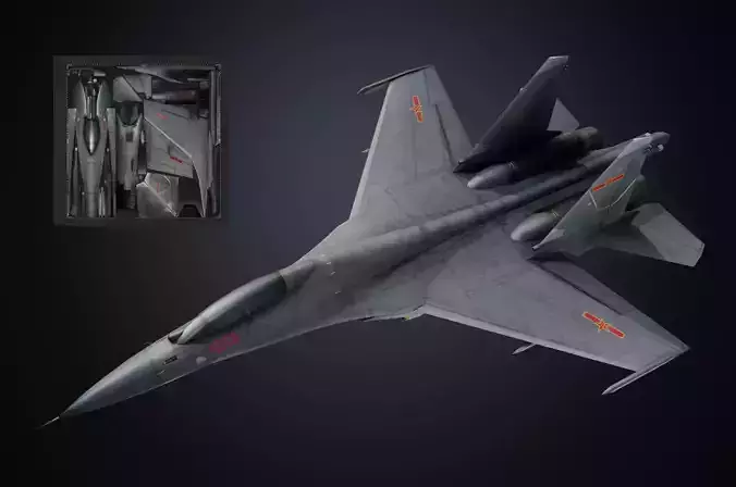  Chinese J16 fighter jet Hand painted  Low-poly  game model Low-poly 3D model