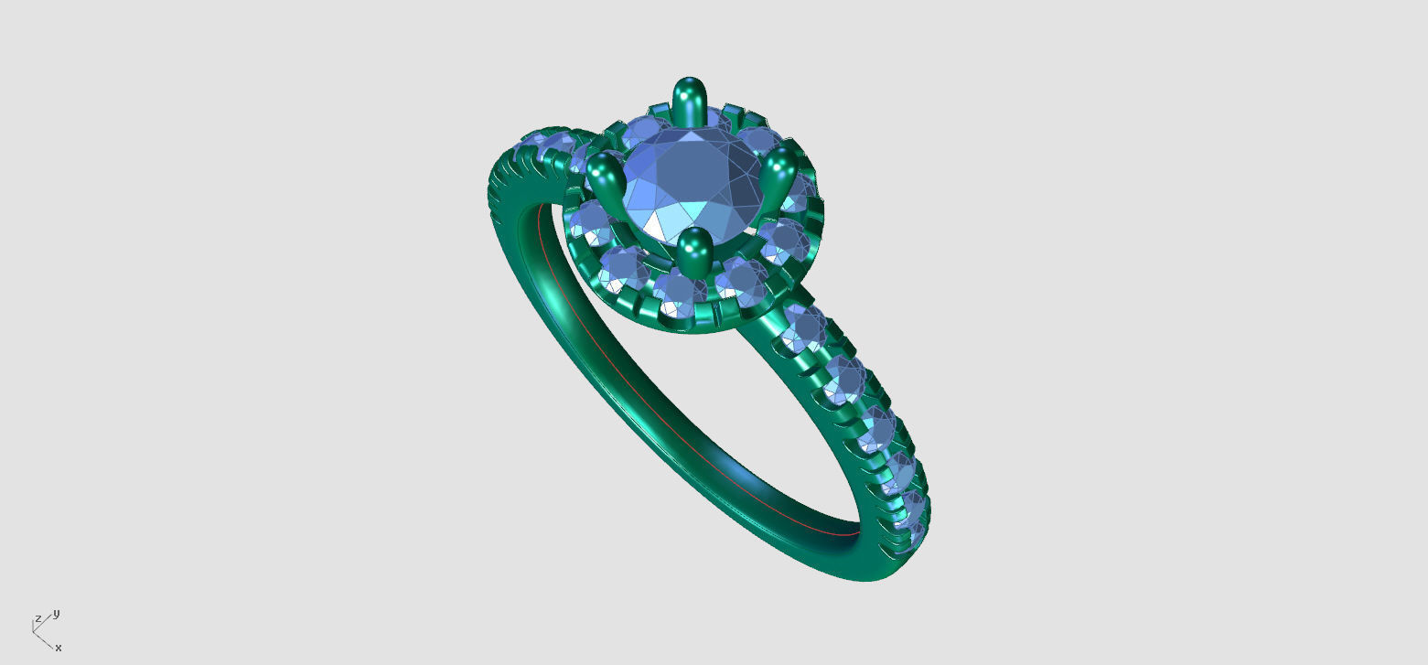 ZDR0208 halo diamond engagement ring gold 3D print model_4