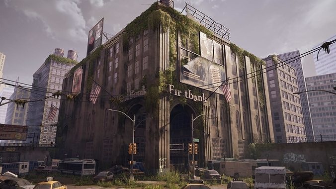 Abandoned City UE5 164 unique assets Low-poly 3D model 2