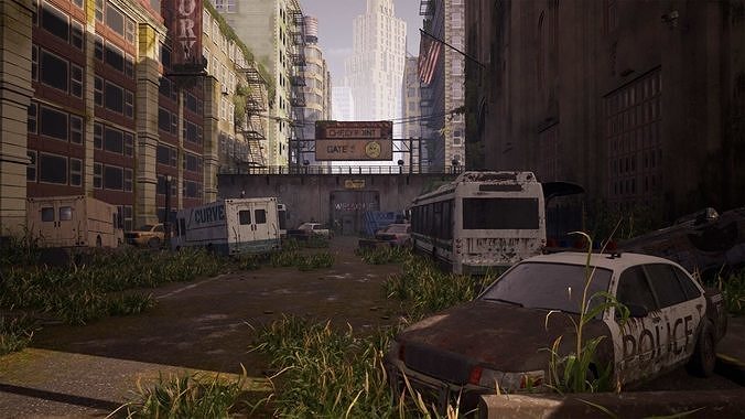 Abandoned City UE5 164 unique assets Low-poly 3D model 6