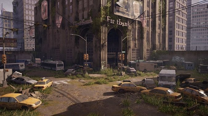 Abandoned City UE5 164 unique assets Low-poly 3D model 7