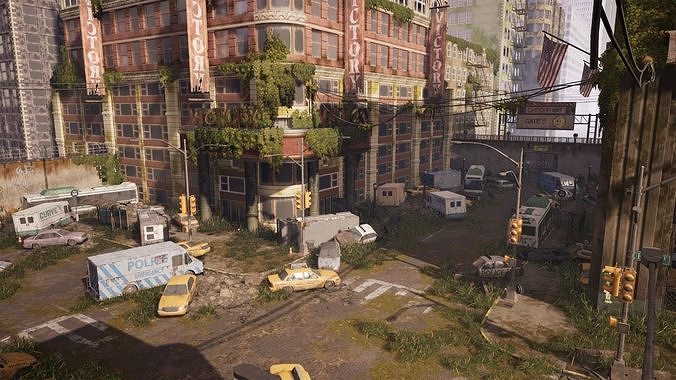 Abandoned City UE5 164 unique assets Low-poly 3D model 5