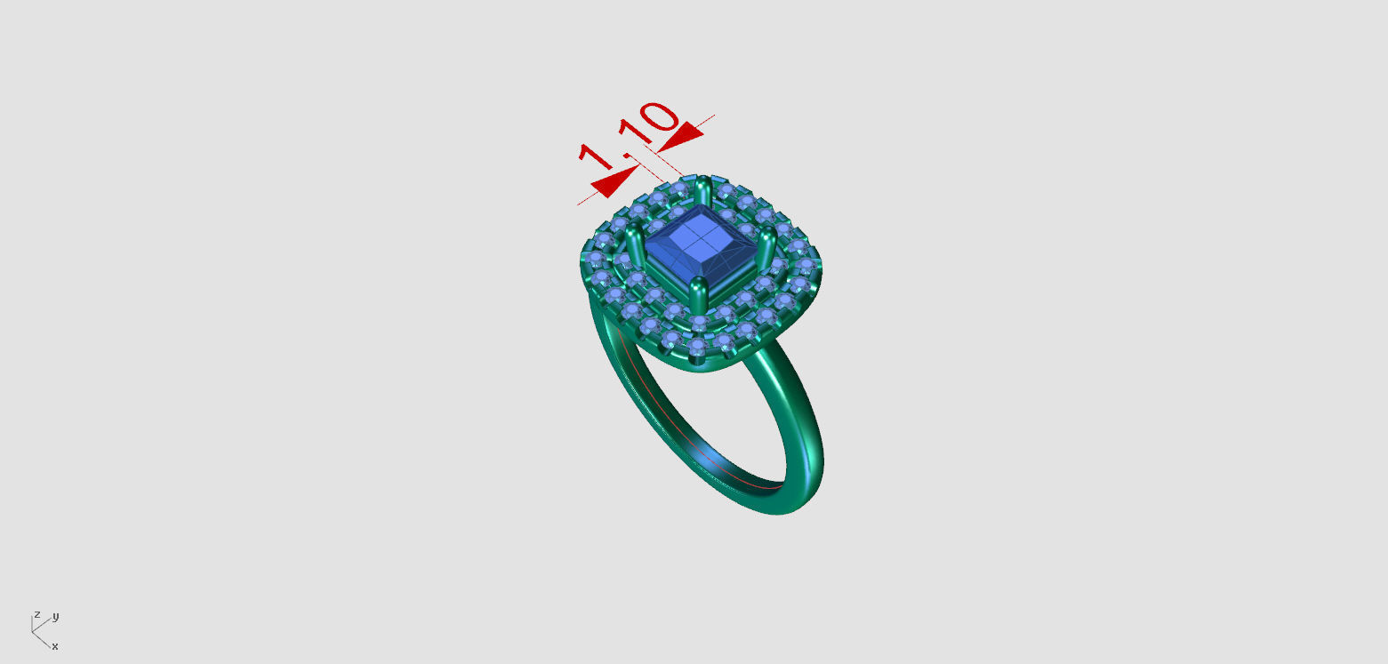 ZDR0209 engagement ring with cushion cut diamond 3D print model_3