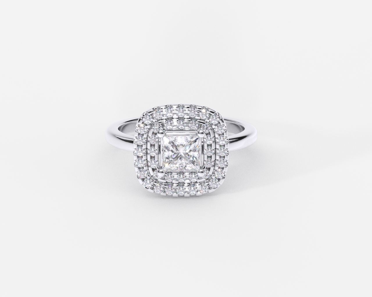 ZDR0209 engagement ring with cushion cut diamond 3D print model_1