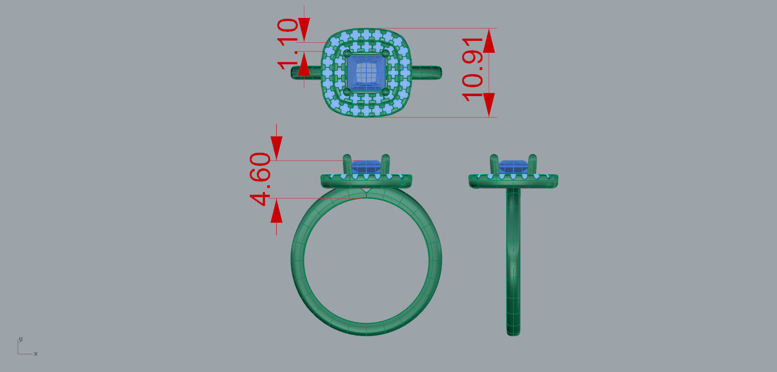 ZDR0209 engagement ring with cushion cut diamond 3D print model_4