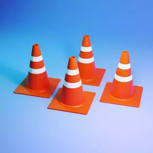 3d model of an orange cone to mark dangerous or prohibited areas