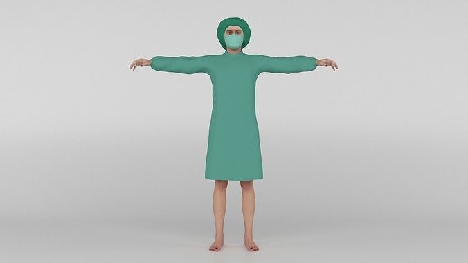 Patient person in scrub suit 3D model
