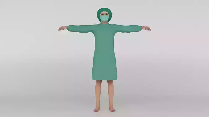 Patient person in scrub suit