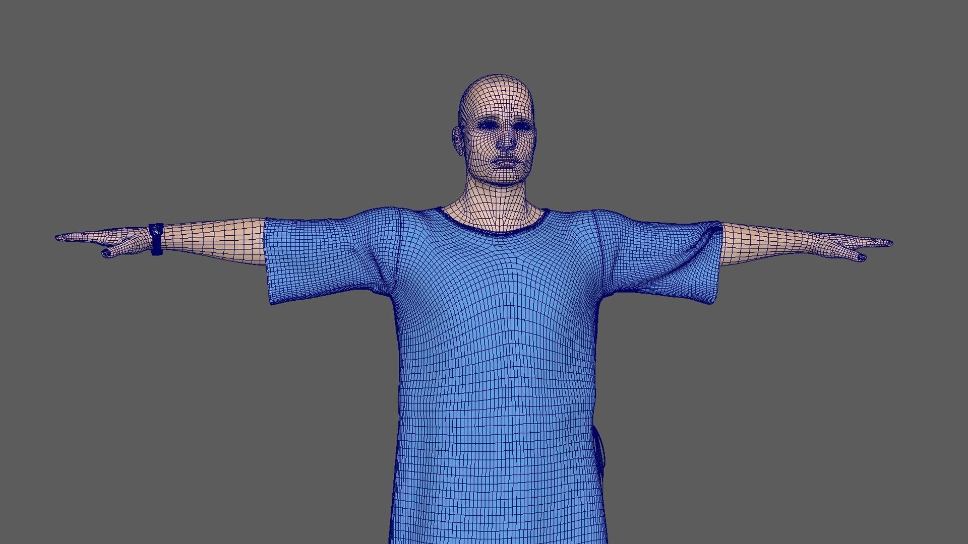Patient with Blue Gown 3D model_7