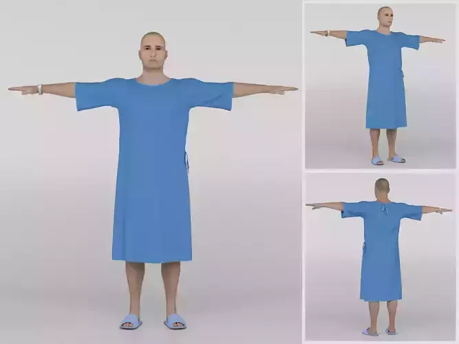 Patient with Blue Gown 3D model