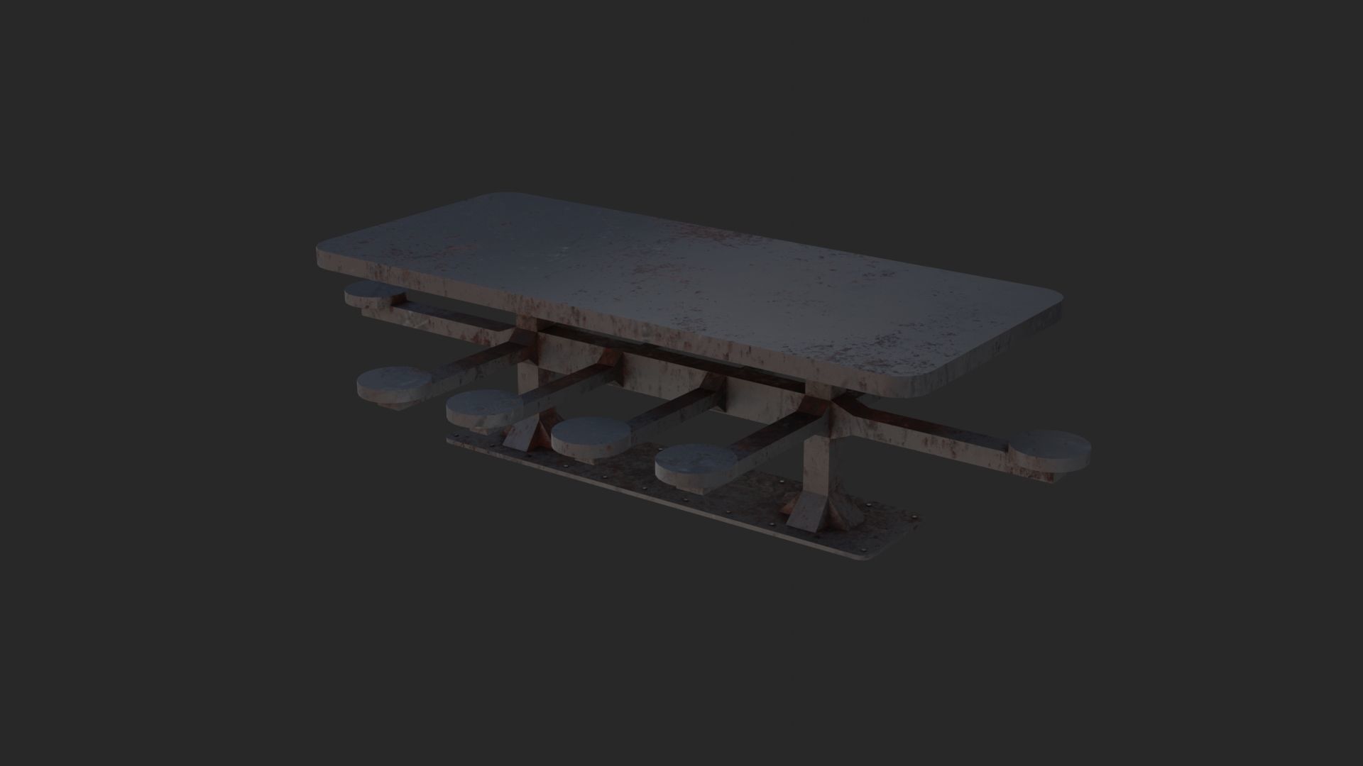 Old kitchen table for prisoners 3D Model Low-poly 3D model_4