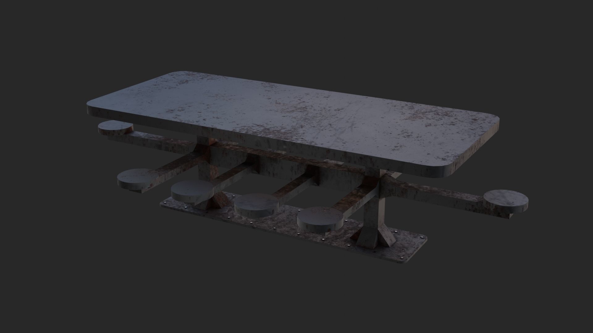 Old kitchen table for prisoners 3D Model Low-poly 3D model_1