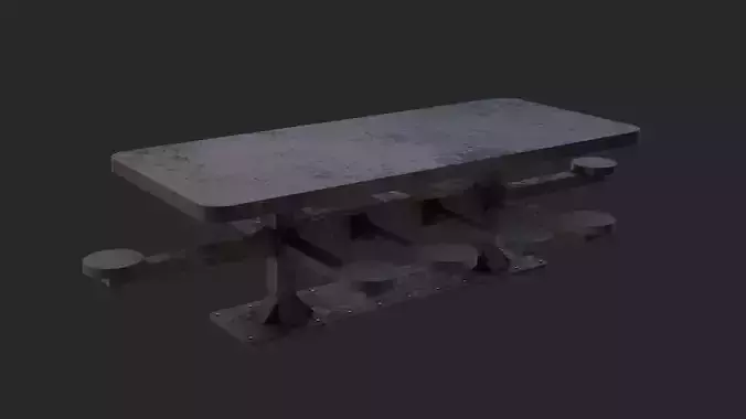 Old kitchen table for prisoners 3D Model  Low-poly 3D model