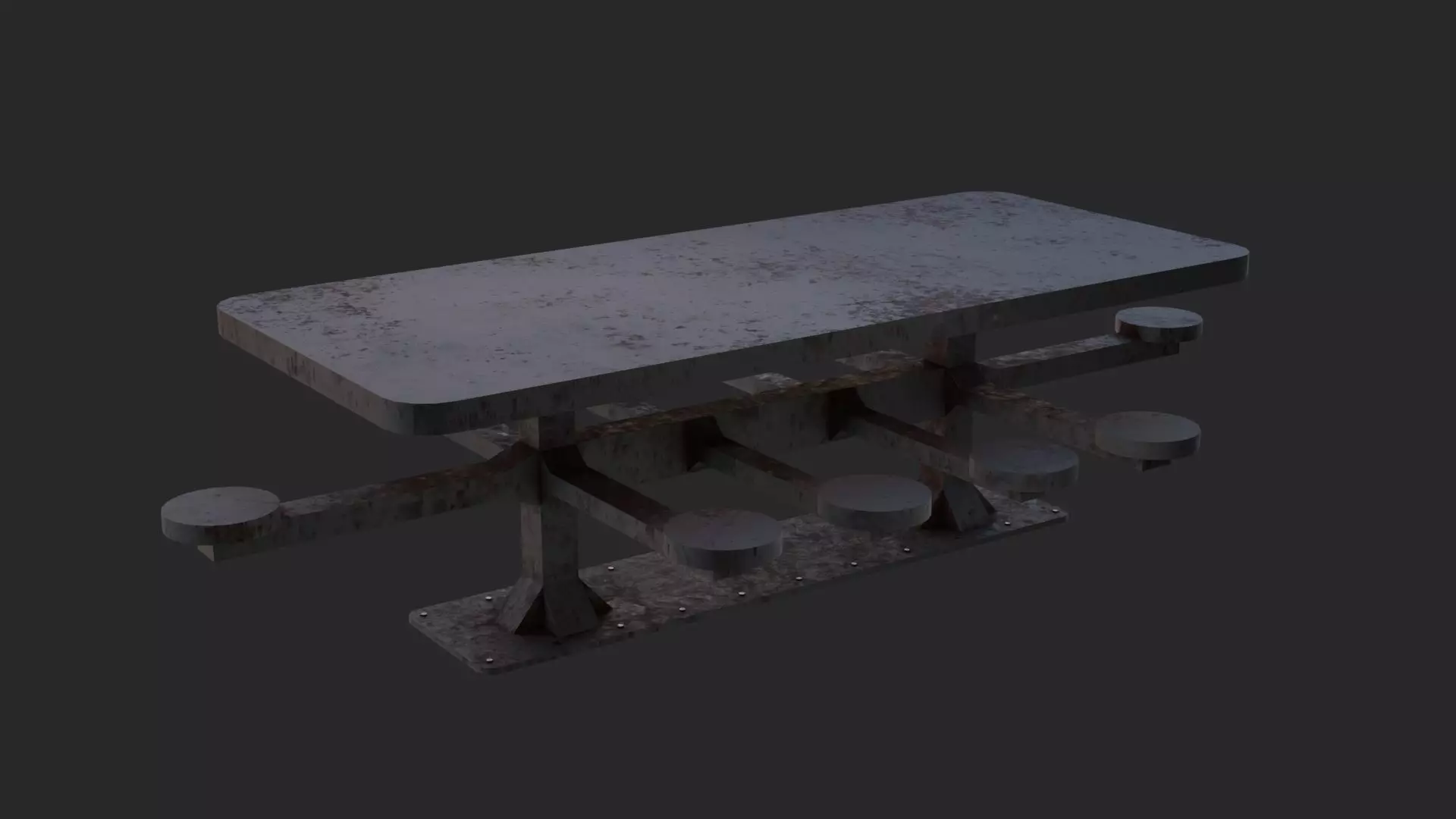 Old kitchen table for prisoners 3D Model Low-poly 3D model_0
